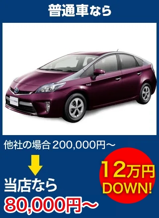 普通車なら、他社の場合90,000円～のところをリズテックなら35,000円～　6万円DOWN！